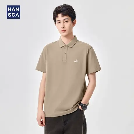 Hansca210g玉蚕丝polo短袖男款2025夏季新款凉感抑菌T恤休闲宽松商品大图