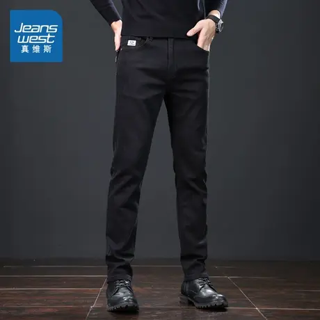 V9真维斯男装2025春季新款 潮流时尚简约通勤百搭男款黑色牛仔裤商品大图