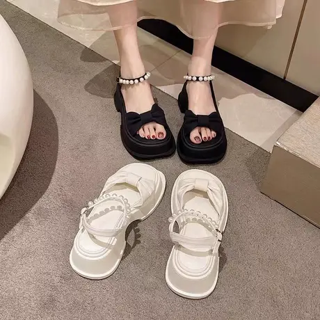 卓诗尼厚底凉鞋女夏季2025新款高跟配裙子绝美外穿增高松糕鞋女士图片