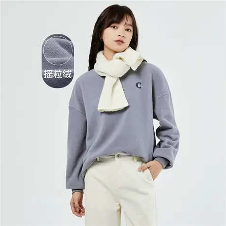 佐丹奴外套女装摇粒绒针织品牌刺绣宽松圆领卫衣 05323786商品大图
