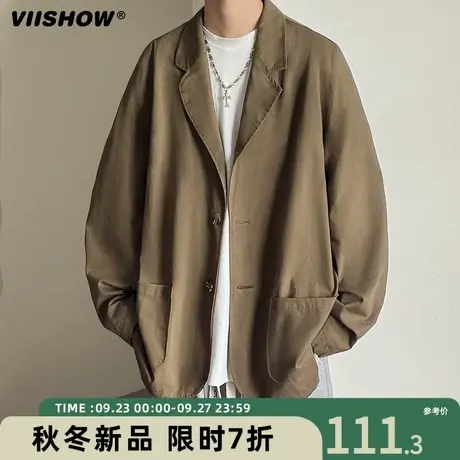 VIISHOW港风卡其色西装外套男春秋季小西服夹克潮牌痞帅高级感商品大图