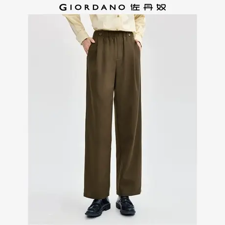 佐丹奴裤子女装磨毛收褶松紧腰阔腿梭织休闲长裤 05414086商品大图