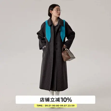 omont蛋挞家 复古慵懒风高级感双面呢大衣冬宽松简约毛呢外套商品大图