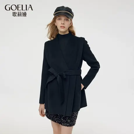 歌莉娅黑色呢子短大衣女秋冬新款小个子高级感外套1CCR6E360商品大图