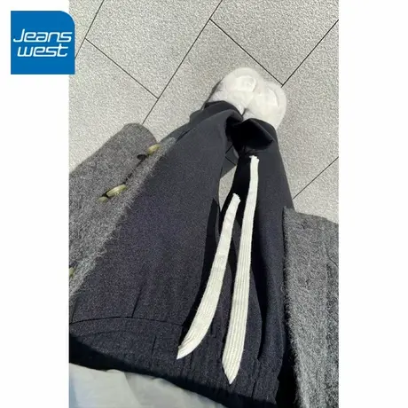 KV真维斯灰色糯米休闲裤女秋季新款胖妹妹mm高腰宽松显瘦阔腿裤子商品大图