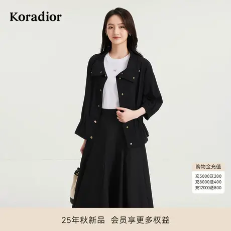 【桑蚕丝】Koradior珂莱蒂尔商场同款2025秋新款抽绳收腰显瘦风衣商品大图