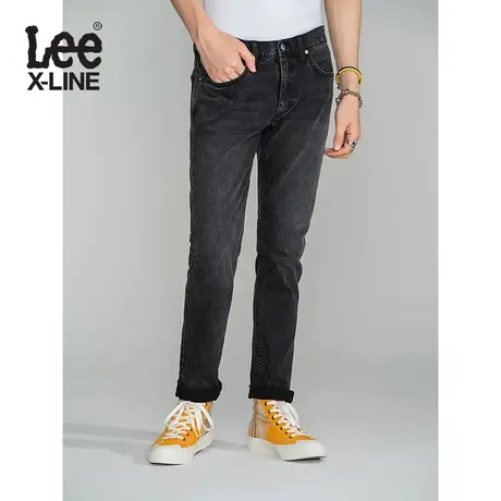 【直播间专享秒杀】LeeXLINE男版牛仔裤黑灰色709修身锥形潮流图片