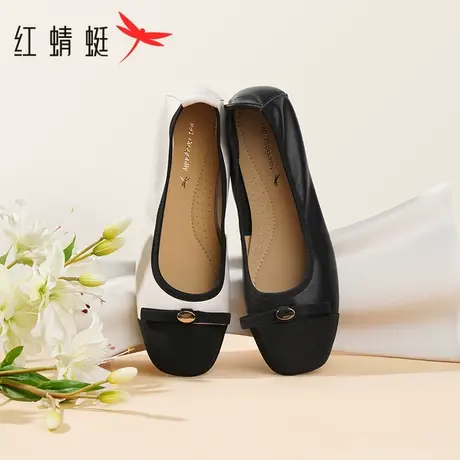红蜻蜓单鞋女2023夏秋新款拼接撞色休闲女鞋柔软舒适蛋卷鞋平底鞋商品大图