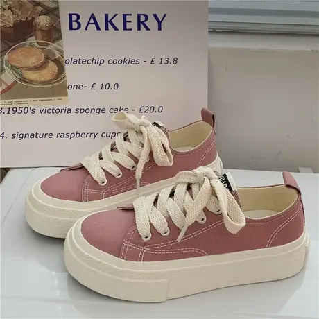 Betoo  奶fufu帆布鞋女2023春夏新款小众原创学生百搭板鞋小白鞋商品大图