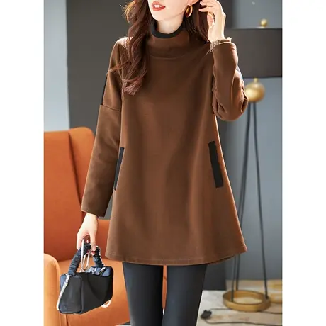 宝诗黎【新品价168元】高领加绒中长款卫衣HHI2081图片