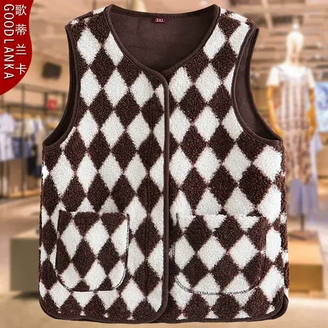 中老年妈妈秋冬装皮毛一体马夹外套洋气减龄外穿保暖羊羔绒马甲女商品大图