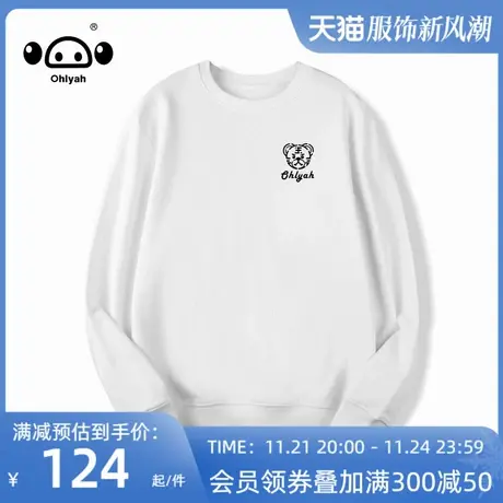 Ohlyah潮牌早秋无帽卫衣女2022年新款纯棉圆领宽松情侣薄款上衣图片