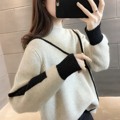 半高领毛衣女秋冬2023新款女装内搭外穿宽松设计感上衣打底针织衫图片