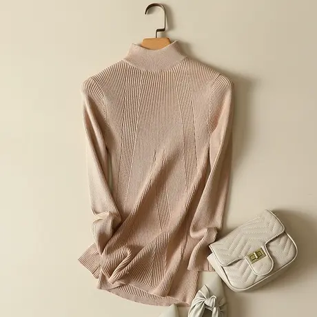 2023新款半高领毛衣女士打底衫早秋冬内搭上衣百搭修身紧身针织衫商品大图