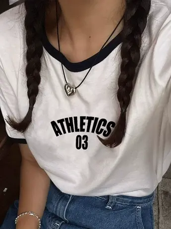 白色仿棉短袖t恤女2023新款美式复古小众设计感独特别致正肩上衣图片