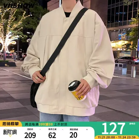 VIISHOW外套男春秋季日系复古休闲工装宽松潮牌飞行员夹克棒球服图片