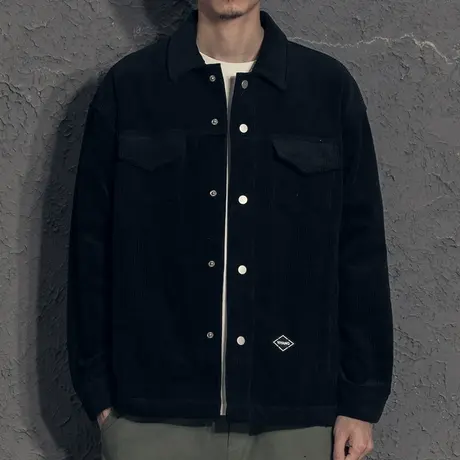 奕飏2020秋季复古灯芯绒夹克 翻领休闲潮流男士外套 纯色文艺复古图片