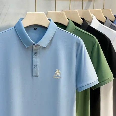 男士商务休闲Polo衫2025新款春夏季短袖T恤修身刺绣半袖上衣翻领商品大图