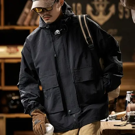 美式夹克男士潮流上新秋冬百搭男装外套宽松连帽潮流长袖外套男商品大图