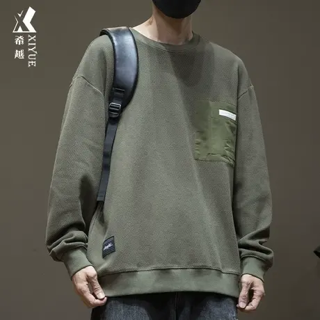 秋冬无帽卫衣男高级感工装上衣外套男士秋季大码休闲男友风打底衫商品大图