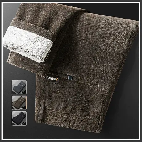 男装加绒加厚防风抗寒秋冬款休闲裤子冬季2024年新款男士保暖西裤商品大图