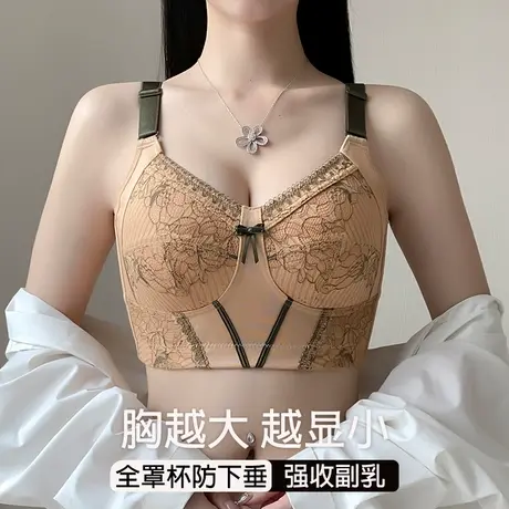 内衣女大胸显小胸聚拢薄款收副乳防下垂大码无钢圈全罩杯文胸夏季商品大图