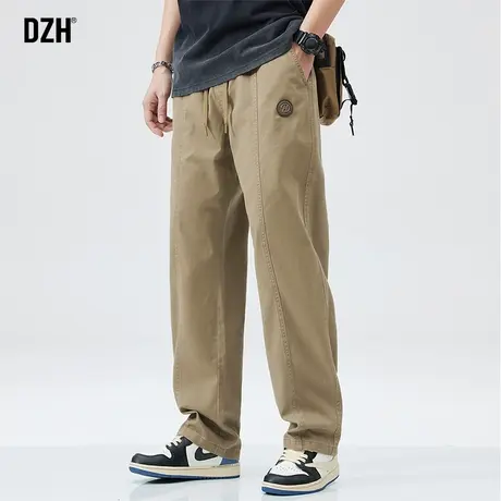 男士卡其色直筒工装裤男春秋新款大码男裤2025新款休闲长裤冲锋裤商品大图