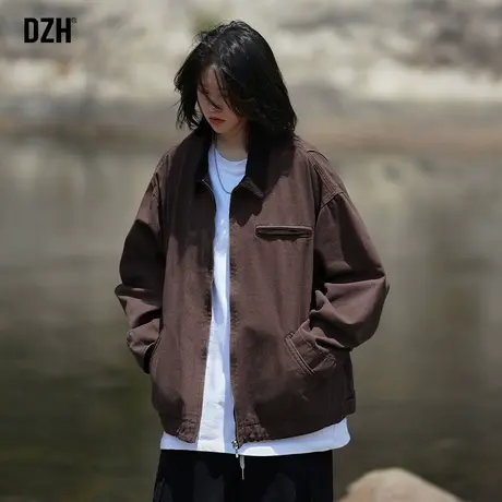 男士休闲翻领外套男女春秋潮高级感工装夹克2023新款美式复古上衣商品大图