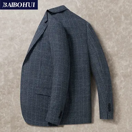 中青年格子西装外套男休闲修身韩版男士2022春秋新款小西装上衣潮商品大图