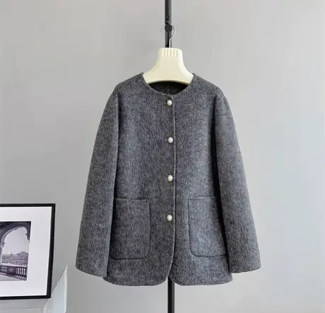 享永子【路过秋冬】90%羊毛=10%桑蚕丝 双面呢大衣 秋冬毛呢外套图片