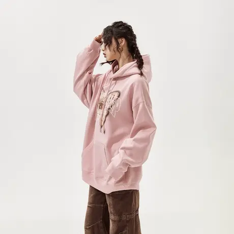 YEP美式复古蝴蝶连帽卫衣女春秋款2024新款印花上衣潮牌外套商品大图