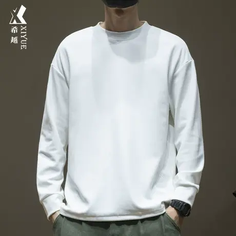 希越300g重磅长袖T恤男2023秋冬季新款宽松大码男士防静电打底衫商品大图