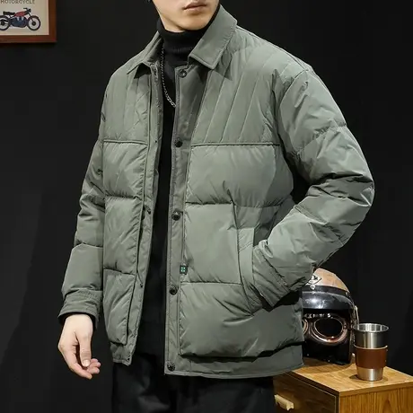 衬衣翻领羽绒服男冬季2023新款大码男装男士夹克外套潮牌灰鸭秋冬图片