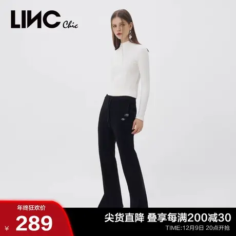 LINCCHIC金羽杰裤子女高街潮酷针织动感直筒休闲长裤女S223KP785图片
