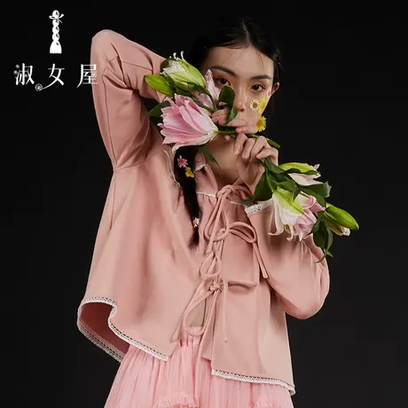 淑女屋官方旗舰店2022新款休闲长袖女上衣小方园领蝴蝶结卫衣外套图片