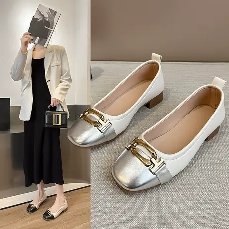 小香风玛丽珍鞋女鞋2024新款春秋平底法式温柔晚晚单鞋女粗跟皮鞋商品大图