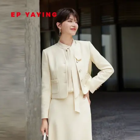 EP YAYING雅莹女装 海派小香风棉感花呢短外套 2024春装新款1207A图片