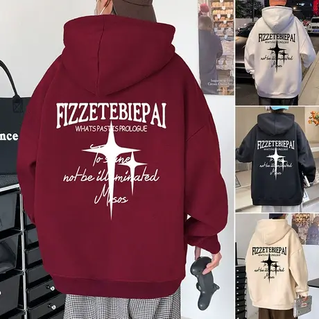 连帽卫衣男春秋季oversize潮牌情侣套头上衣美式复古纯棉宽松外套商品大图