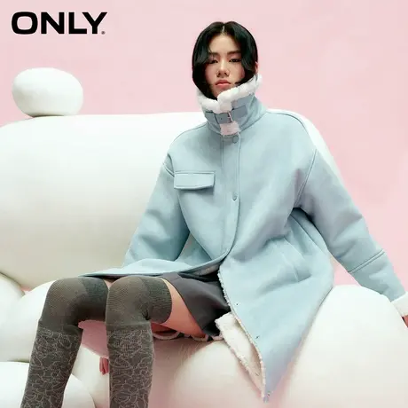 【CC家居控】ONLY2023冬季新款潮流百搭保暖立领宽松中长款棉服商品大图