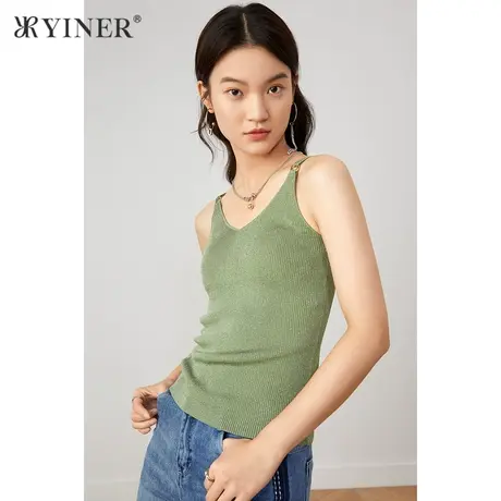 YINER音儿女装夏季V领吊带显瘦毛针织衫图片