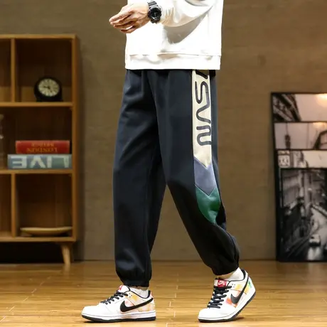 秋冬季运动裤男孩潮流青少年大童加绒厚裤子初中高中学生束脚卫裤商品大图