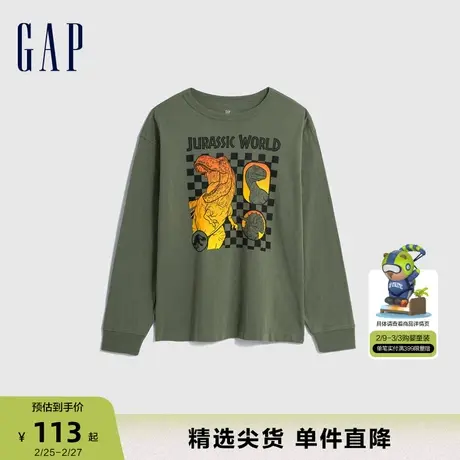 【侏罗纪世界联名】Gap男童春秋长袖T恤儿童装洋气休闲上衣786321商品大图