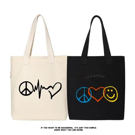秀洛反战爱心love peace爱和平帆布包学生书包购物袋手提袋手拎袋商品大图