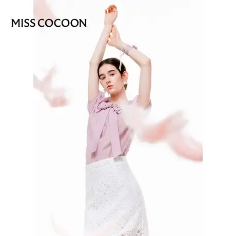 MISSCOCOON【莫奈花园】24夏新款宫廷风高级醋酸泡泡袖名媛雪纺衫商品大图