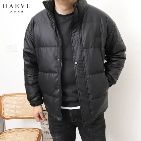 大依无忧冬新款PU仿皮潮胖子大号加肥加大码男士立领羽绒服外套图片