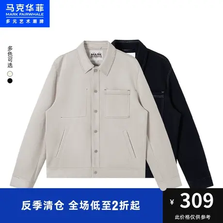 马克华菲撞色明线麂皮绒夹克男2023秋季美式休闲宽松时尚上衣外套图片