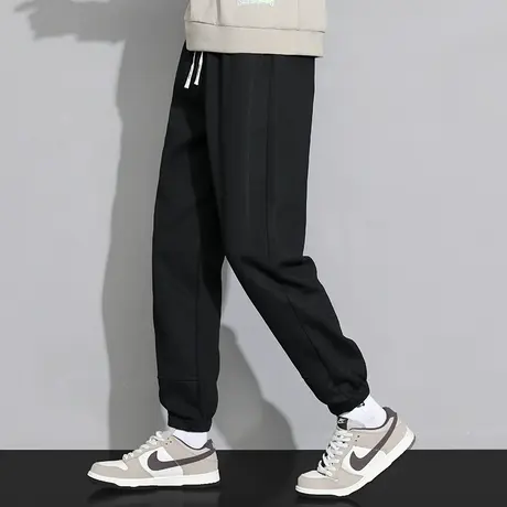 休闲长裤子男士运动裤宽松潮流百搭秋冬款九分小脚束脚黑色卫裤男商品大图