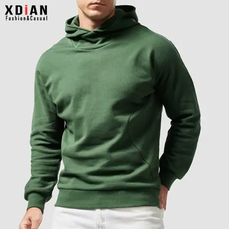 高领连帽卫衣男士纯棉修身运动2023新款秋冬季带帽衫上衣外套春秋图片