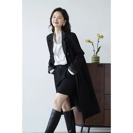 嘉茱莉2023年秋季新款职场轻熟风长款西装外套女中长款西装风衣商品大图