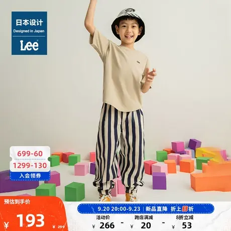 Lee日本设计舒适版圆领印花多色童装男女短袖T恤棉潮流LBT00431图片